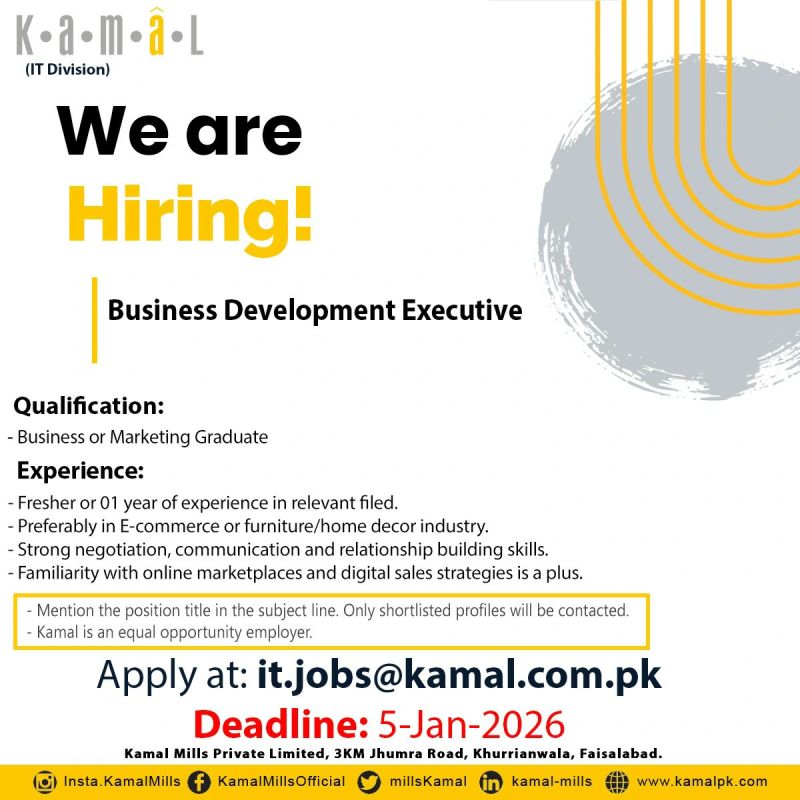 Kamal Mills Pvt Ltd Jobs January 2026 1