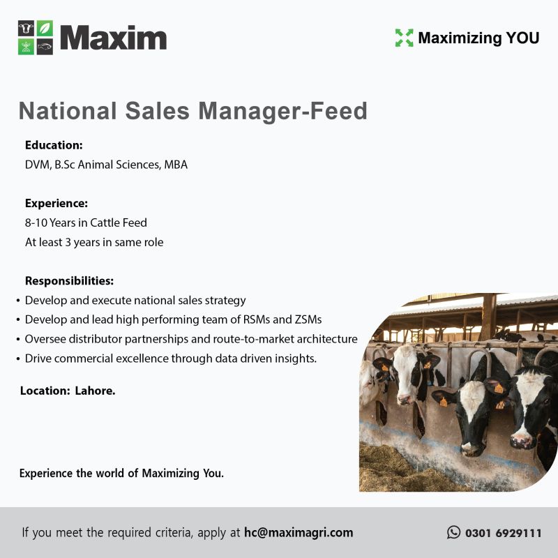 Maxim Agri Pvt Ltd Jobs National Sales Manager Feed 1