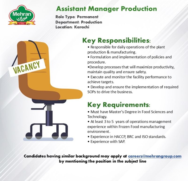 Mehran Group Jobs Assistant Manager Production 1