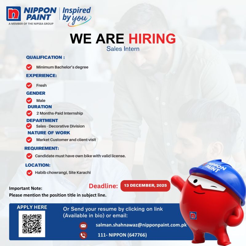 Nippon Paint Pakistan Jobs Sales Intern Decorative 1