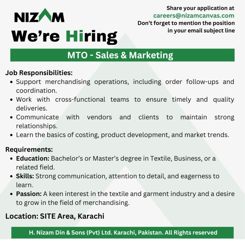 Nizam Canvas Jobs MTO Sales & Marketing 1