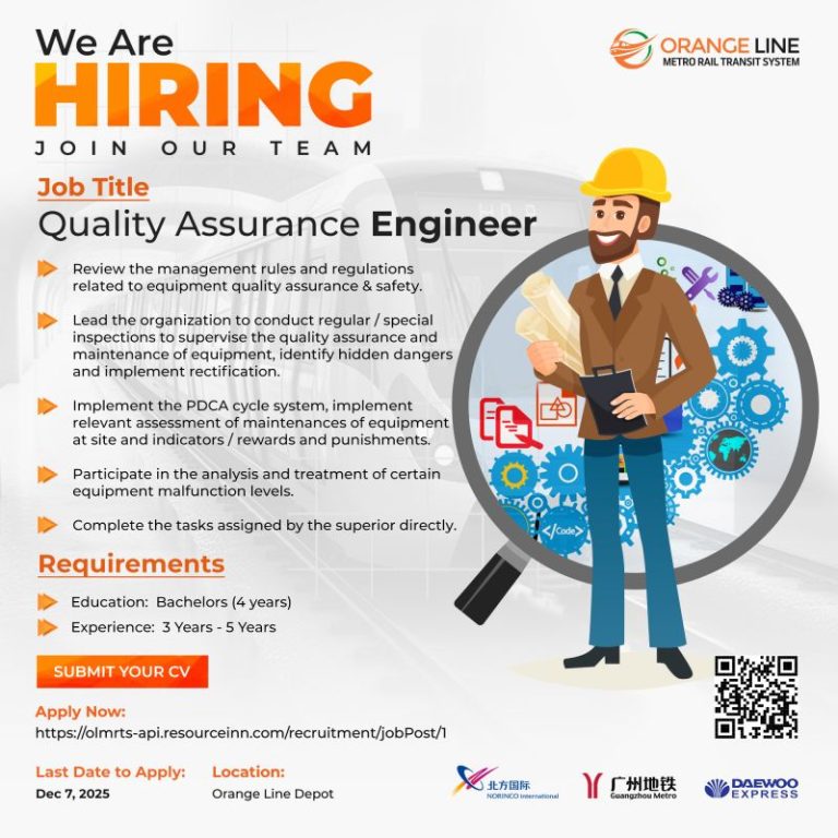 Orangeline Metro Rail Transit System Jobs Quality Assurance Engineer