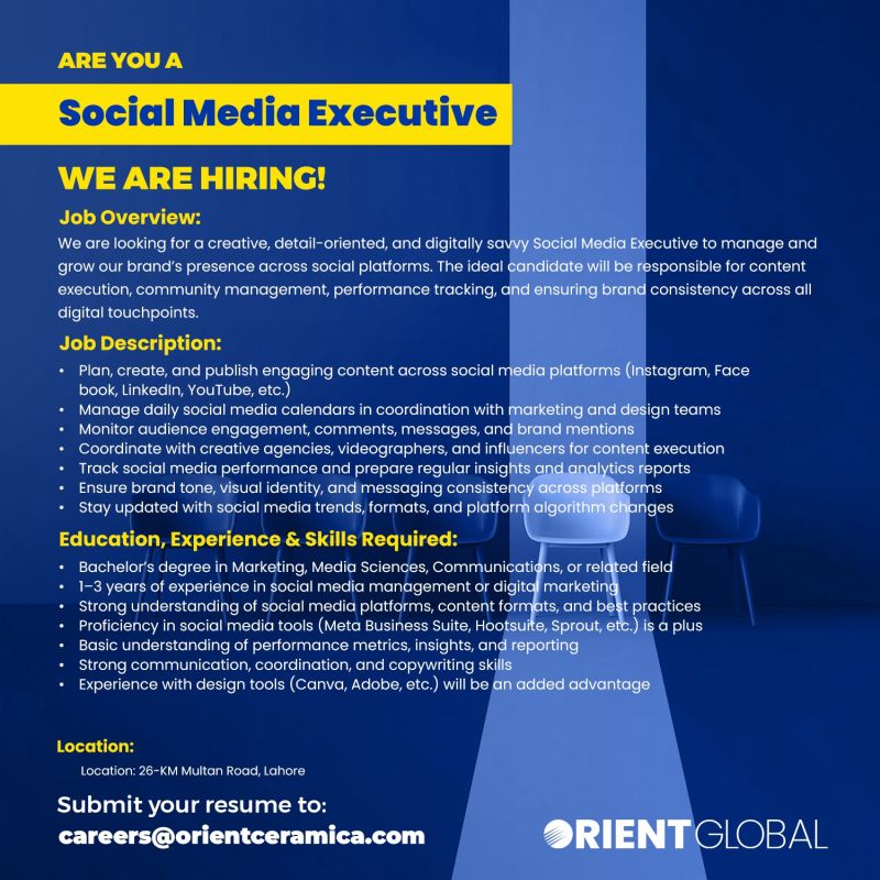 Orient Group Of Companies Jobs Social Media Executive 1