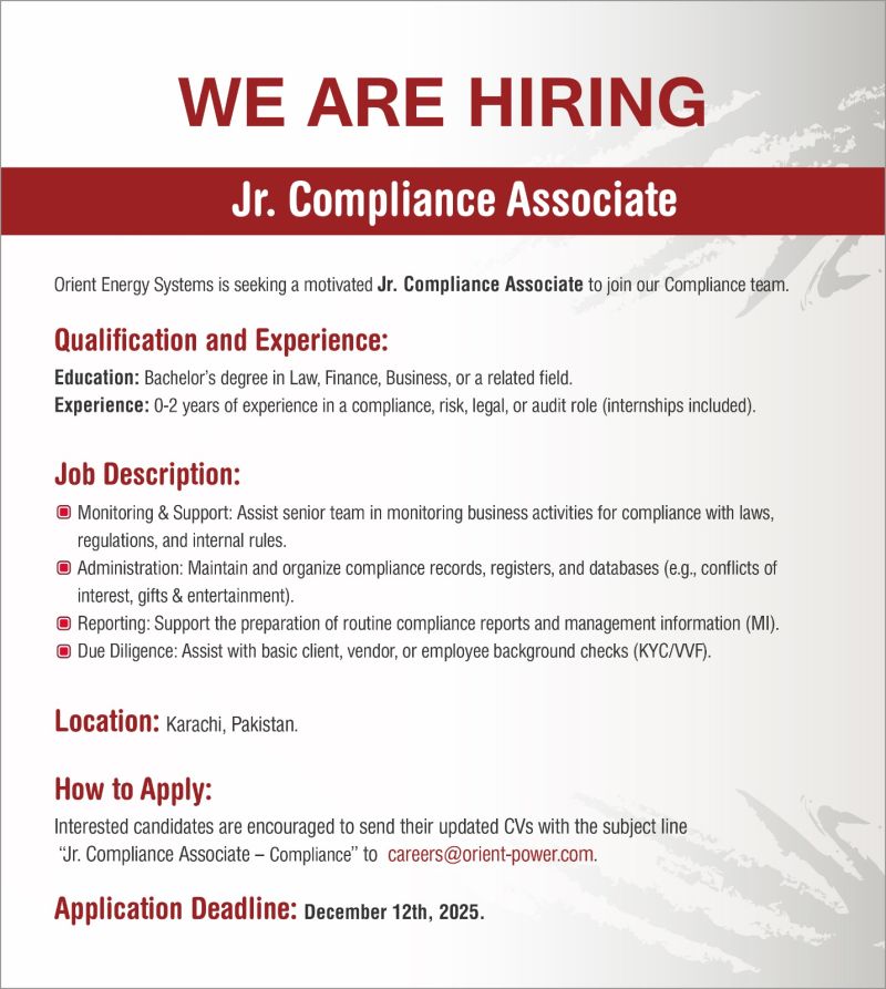 Orient Energy Systems Jobs Junior Compliance Associate 1