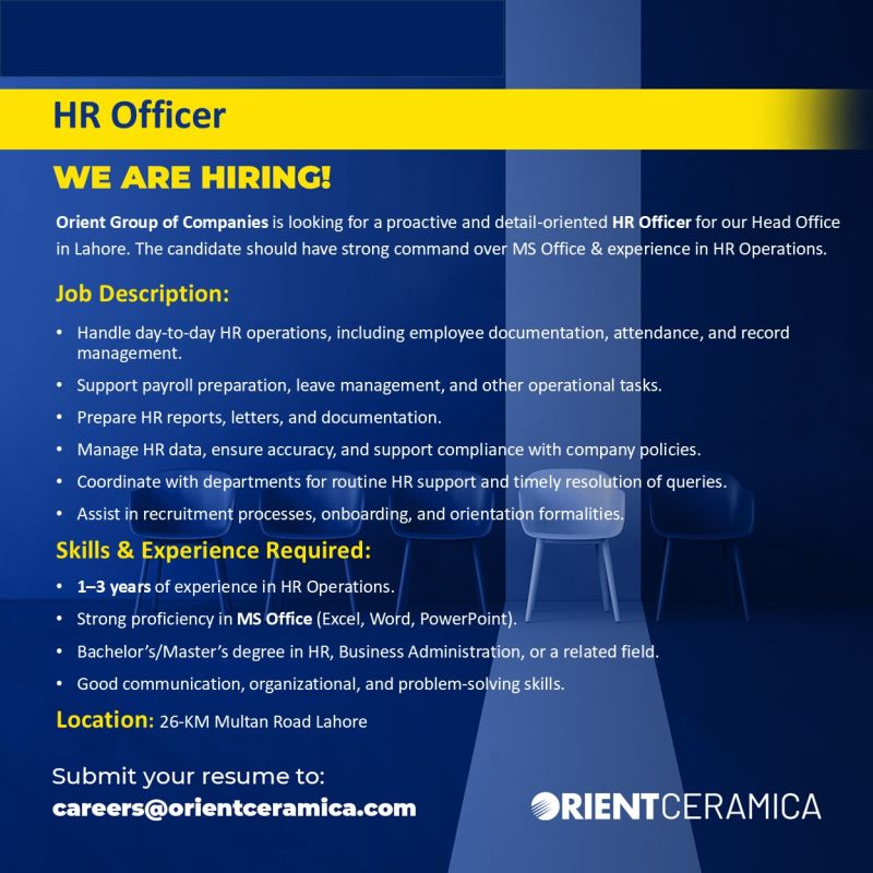 Orient Ceramics Jobs HR Officer 1