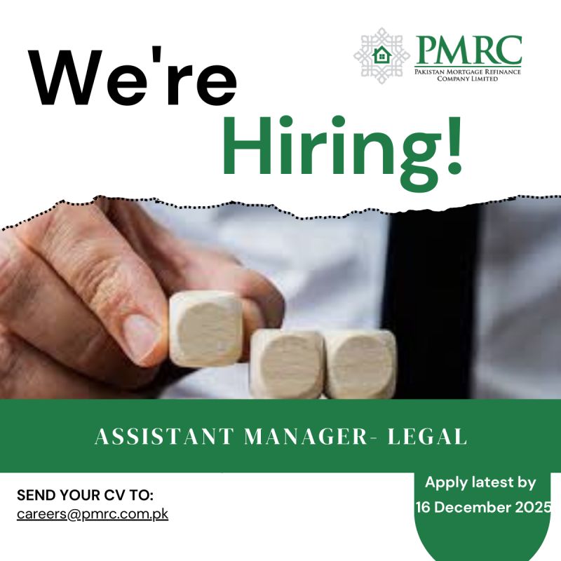 Pakistan Mortgage Refinance Company Limited PMRC Jobs Assistant Manager Legal 1