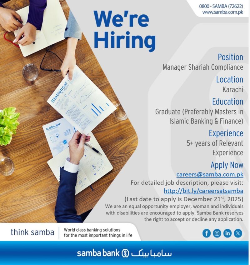 Samba Bank Limited Jobs Manager Shariah Compliance 1