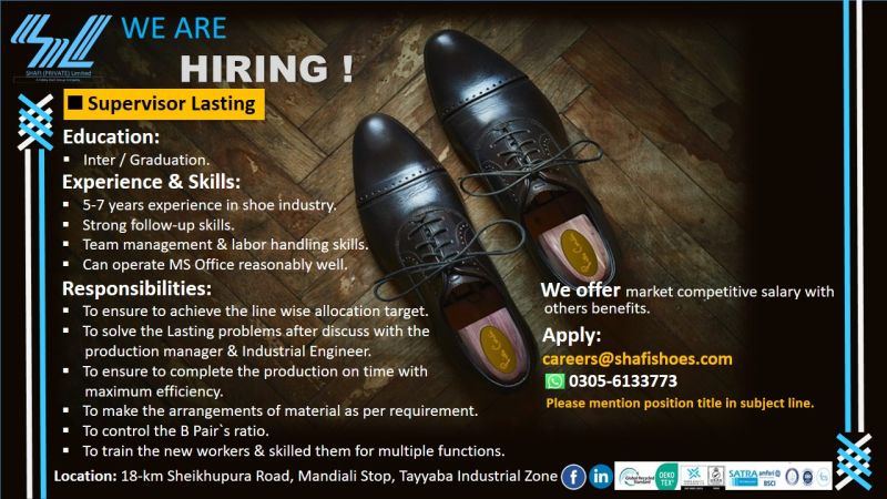 Shafi (Private) Limited Jobs December 2025 2