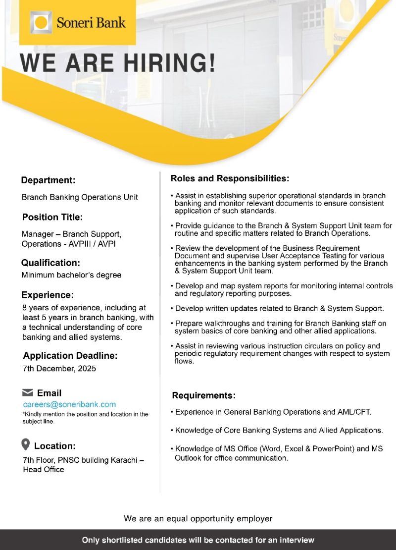 Soneri Bank Jobs Manager Branch Support 1