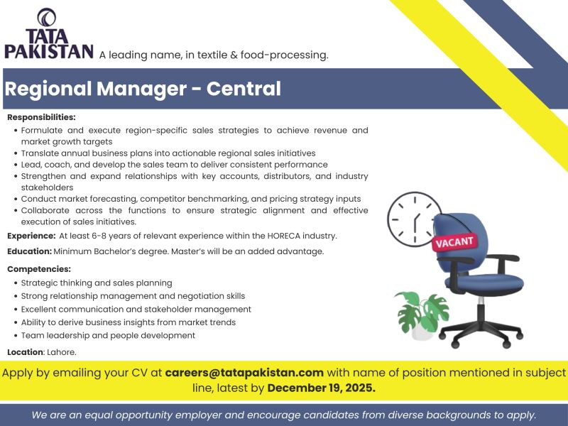 Tata Pakistan Jobs Regional Manager 1
