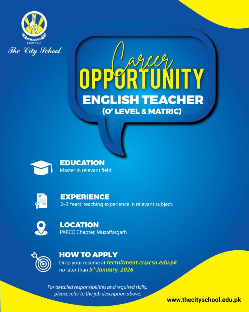 The City School Jobs English Teacher (O’ Level & Matric) 1