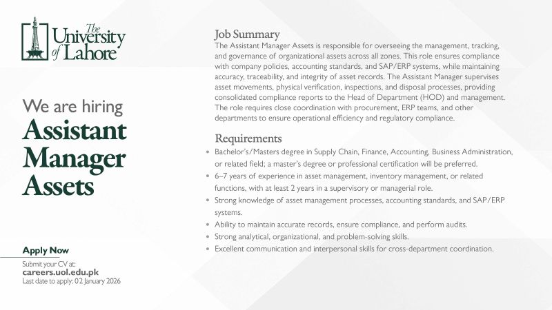 The University Of Lahore UOL Jobs January 2026 2