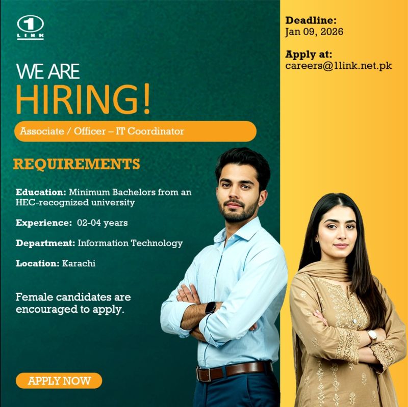 1Link Pvt Ltd Jobs Associate / Officer IT Coordinator 1