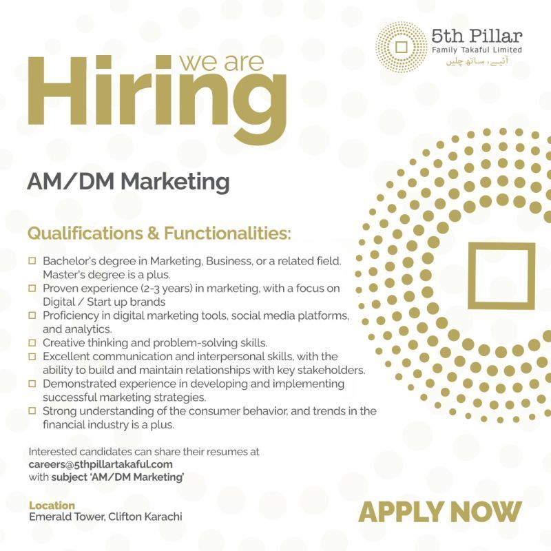 5th Pillar Family Takaful Limited Jobs Assistant Manager/ Deputy Manager Marketing 1