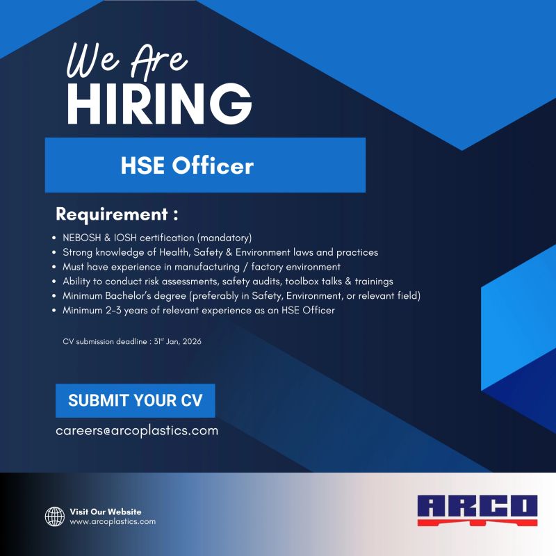Arco Plastic Pvt Ltd Jobs HSE Officer 1