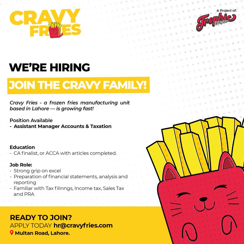 Cravy Fries Jobs Assistant Manager Accounts & Taxation 1