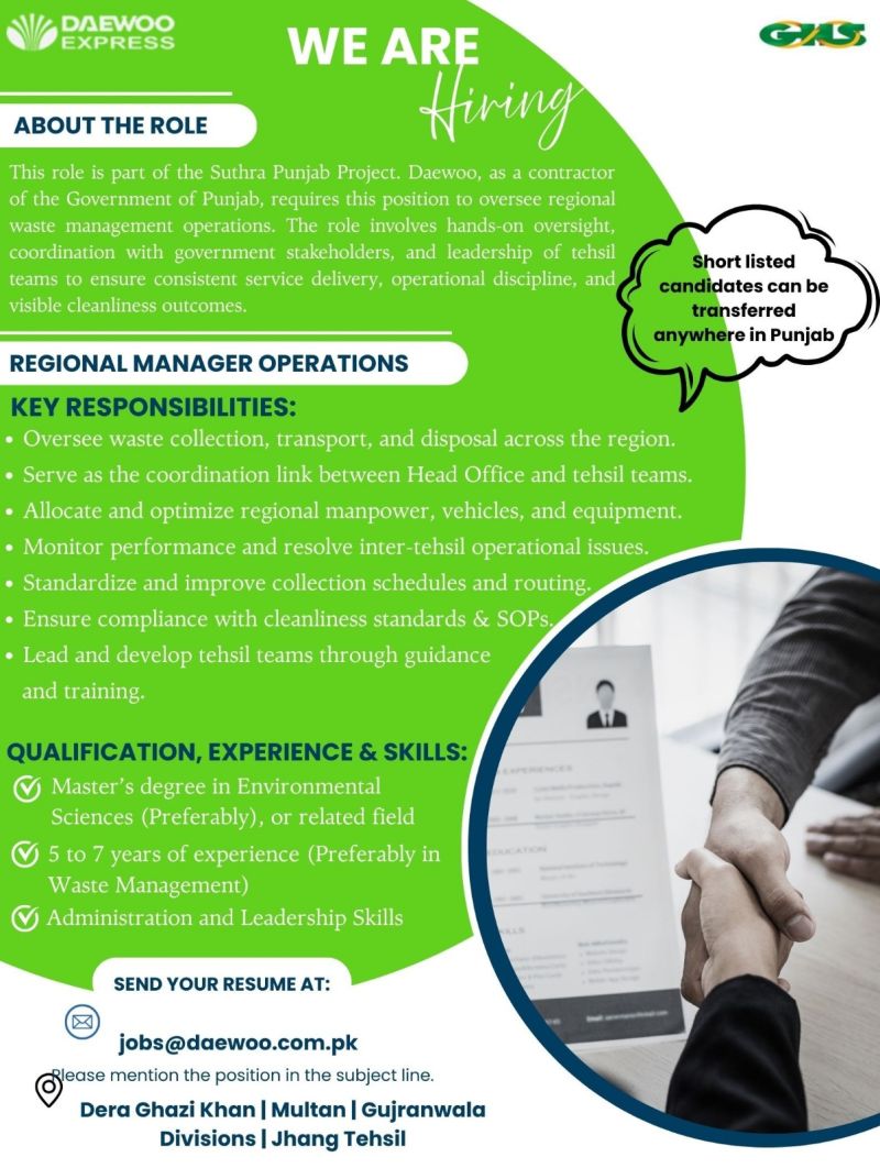 Daewoo Express Jobs Regional Manager Operations 1