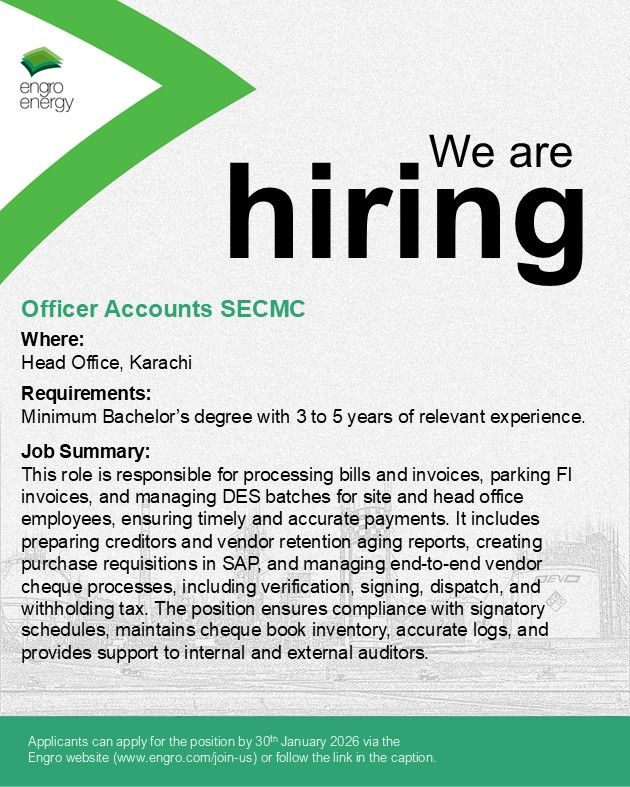 Engro Energy Jobs Officer Accounts 1