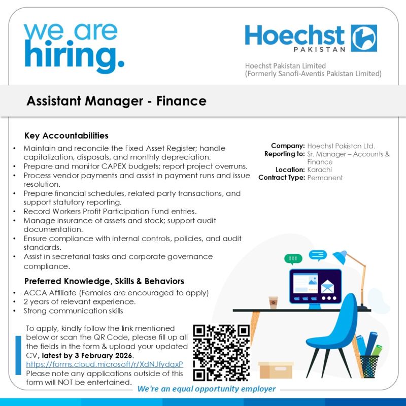Hoechst Pakistan Ltd Jobs Assistant Manager Finance 1