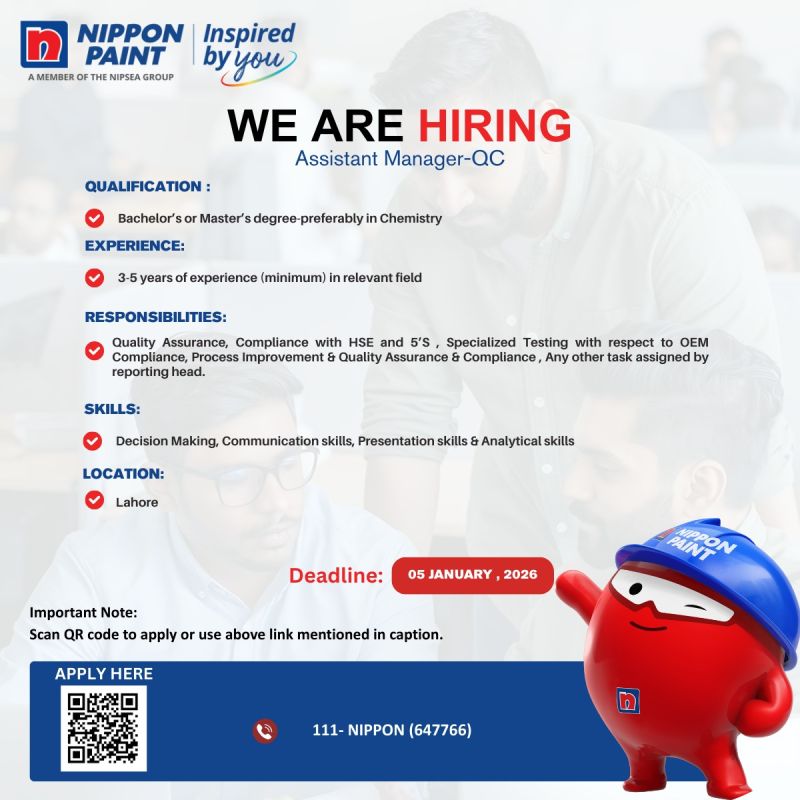 Nippon Paint Pakistan Jobs Assistant Manager QC 1