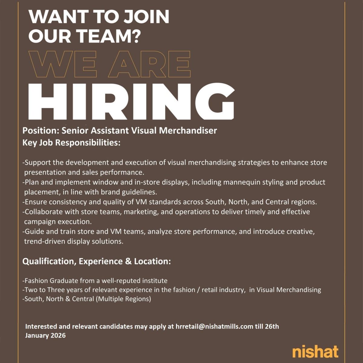 Nishat Linen Jobs 20 Janauary 2026 1