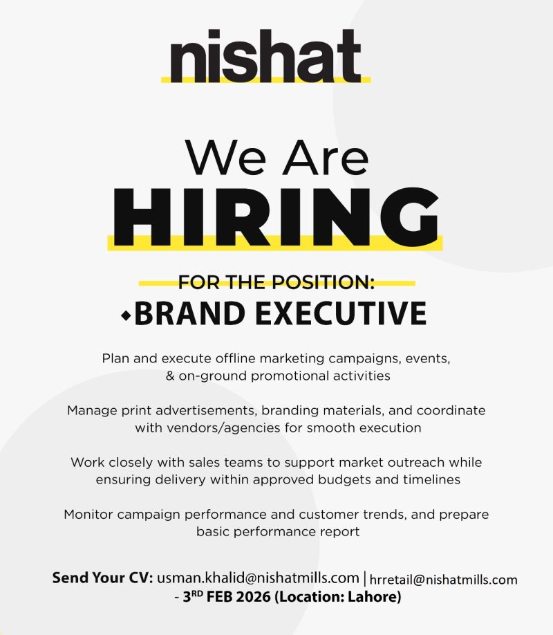 Nishat Linen NL Jobs Brand Executive 1