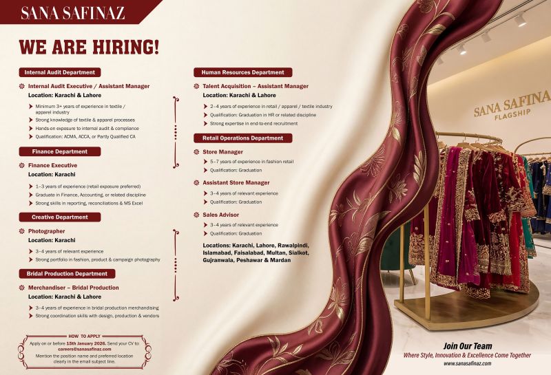 Sana Safinaz Jobs January 2026 1