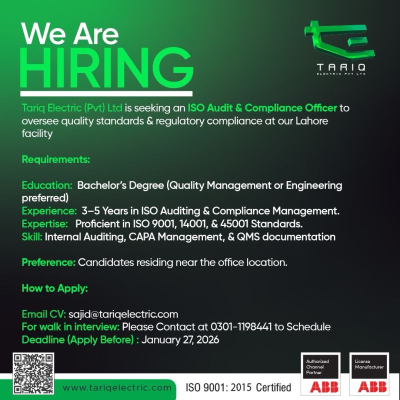 Tariq Electric Pvt Ltd Jobs January 2026 1