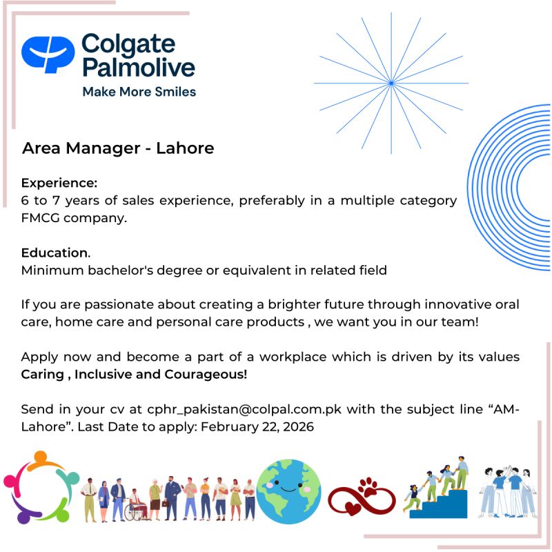 Colgate Pamolive Pakistan Jobs Area Manager 1