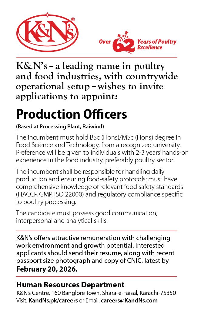 K&N's Pakistan Jobs Production Officers 1