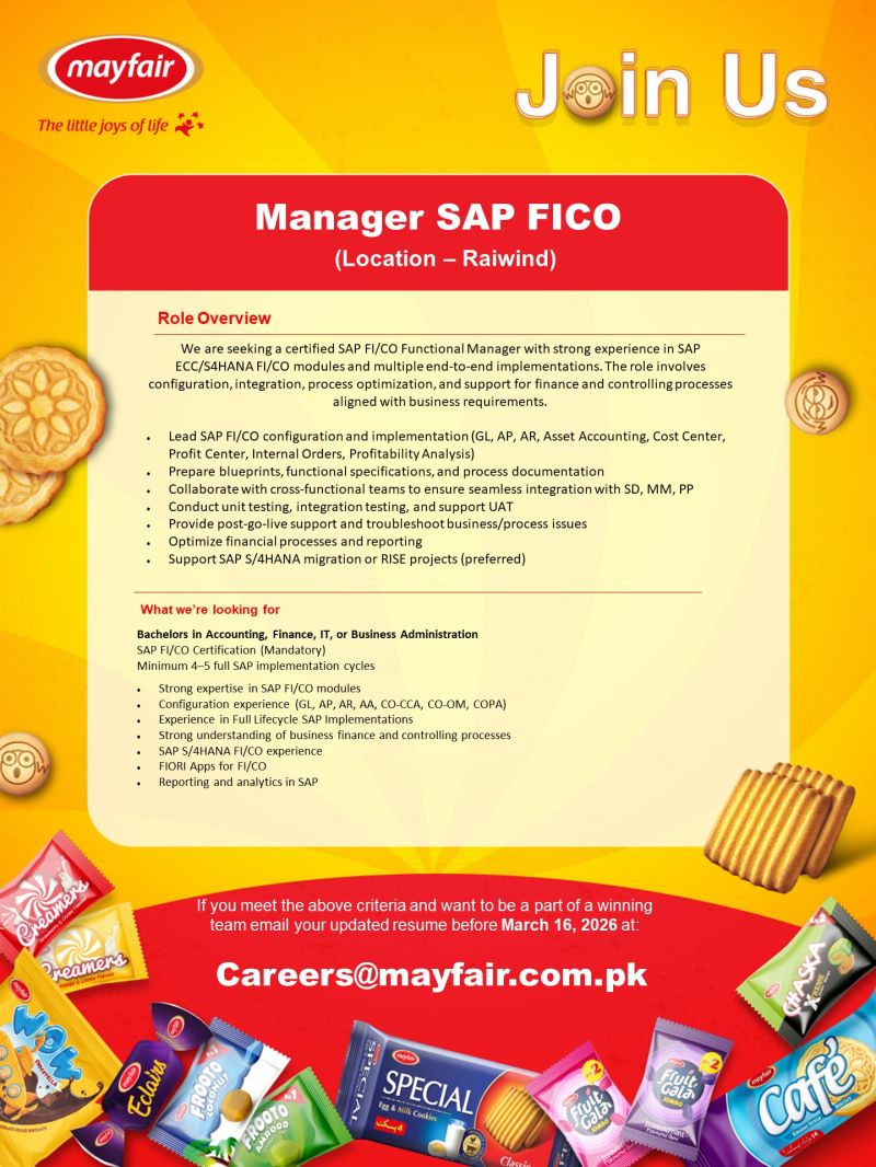 Mayfair Pakistan Jobs Manager SAP FICO 1