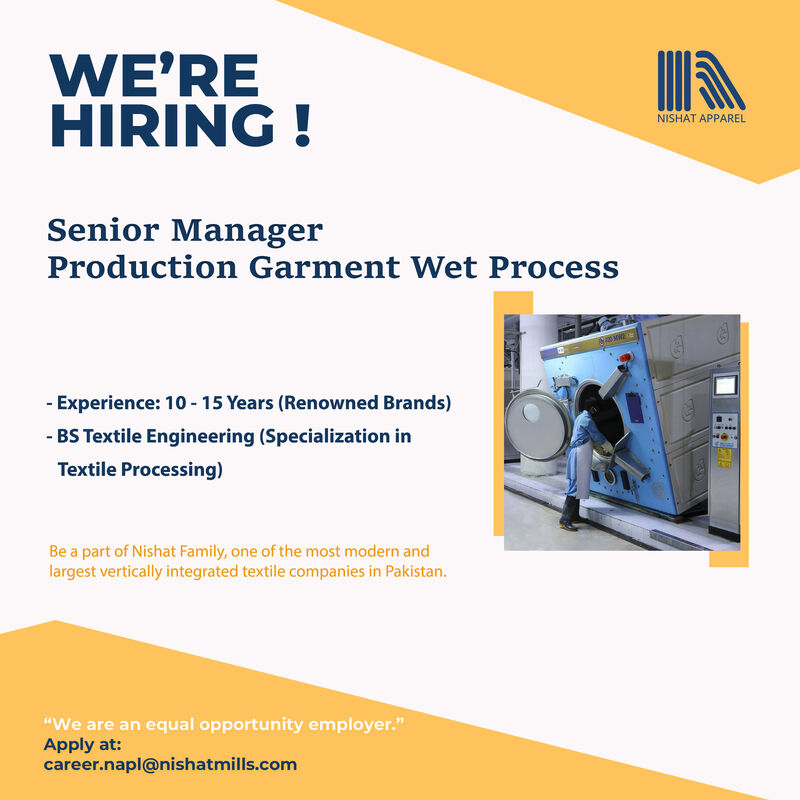 Nishat Mills Limited Jobs Senior Manager Production Garment Wet Process 2