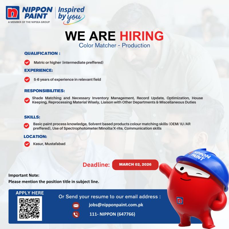 Nippon Paint Pakistan Jobs Color Matcher Production 1