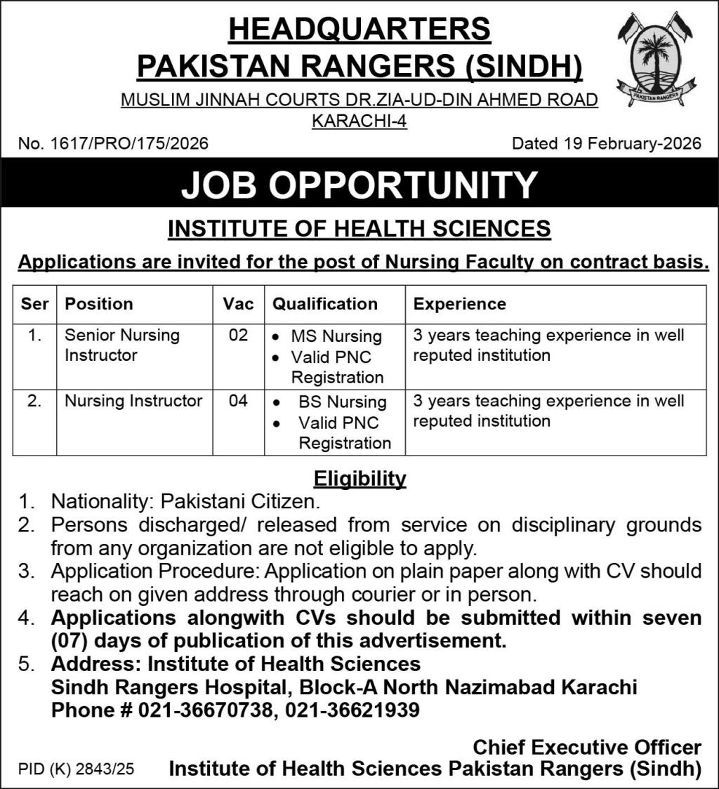 Pakistan Rangers Sindh Jobs 22 February 2026 Express 1