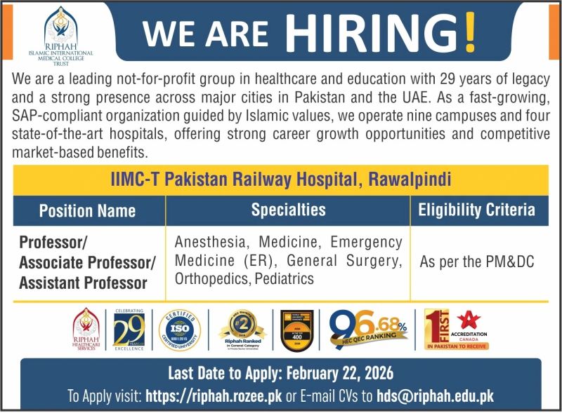 Riphah International University Jobs February 2026 1