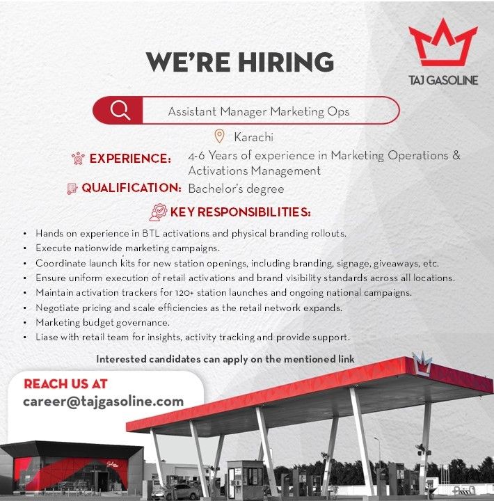 Taj Gasoline Pvt Ltd Jobs Assistant Manager Marketing Ops 1