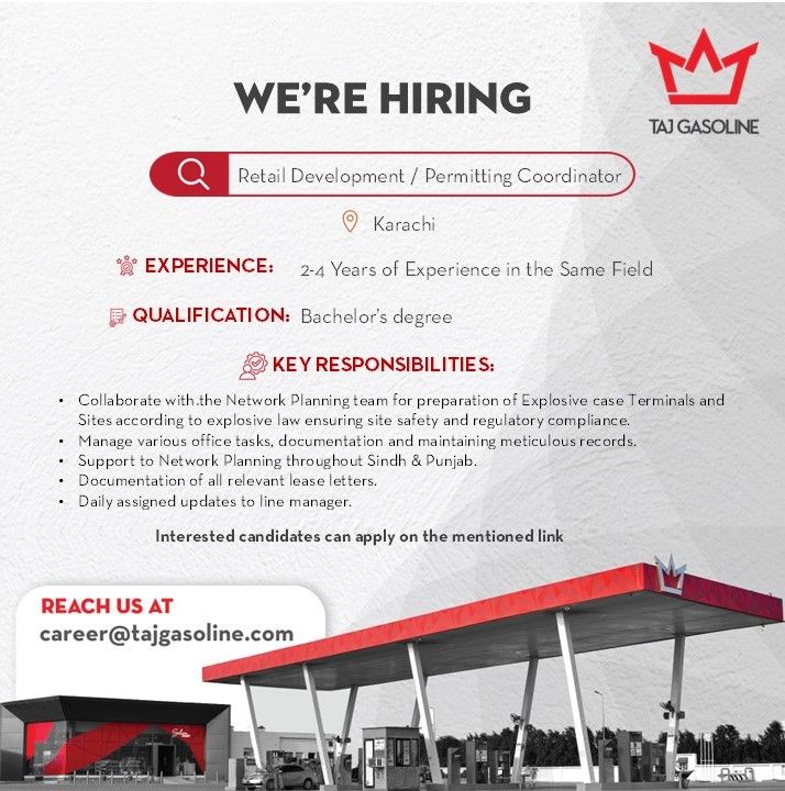 Taj Gasoline Pvt Ltd Jobs Retail Development / Permitting Coordinator 1