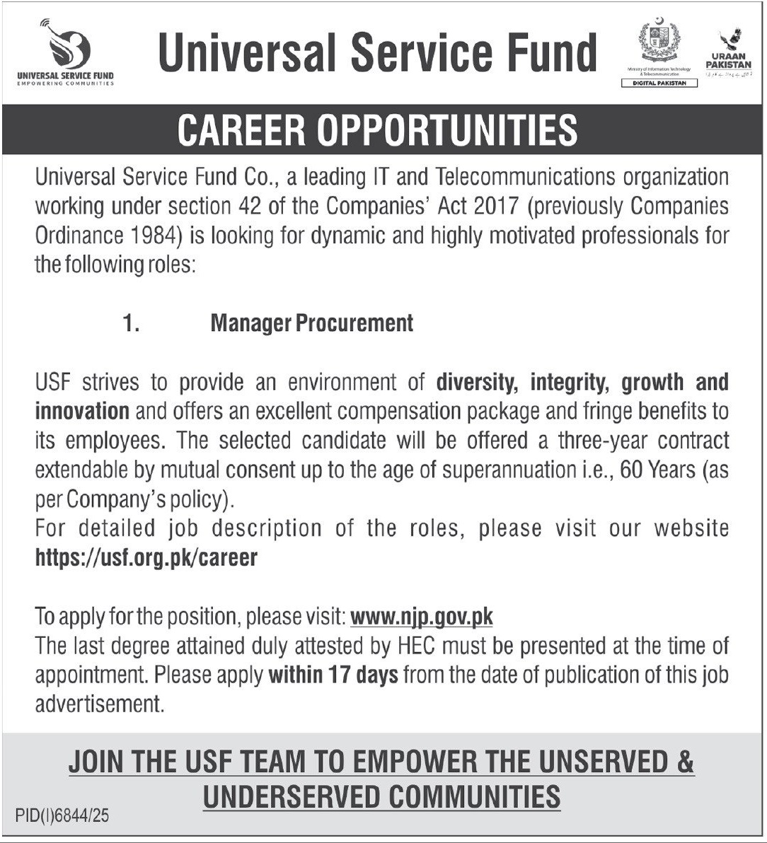 Universal Service Fund Jobs 22 February 2026 Express Tribune 1