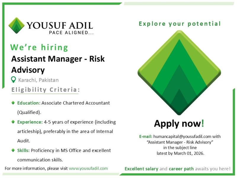 Yousuf Adil, Chartered Accountants Jobs Assistant Manager Risk Advisory 1