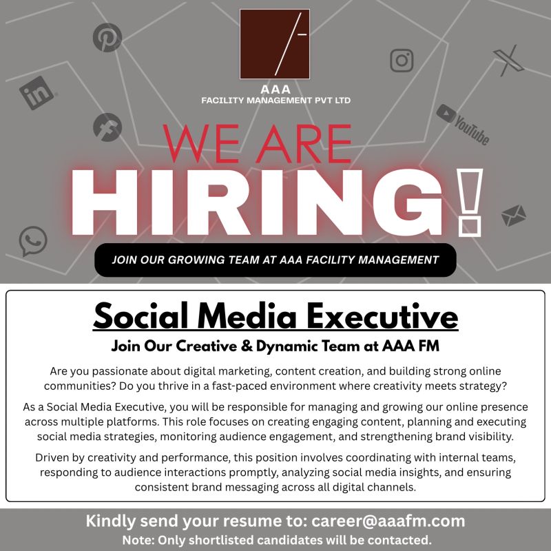 AAA Facility Management Jobs Social Media Executive 1