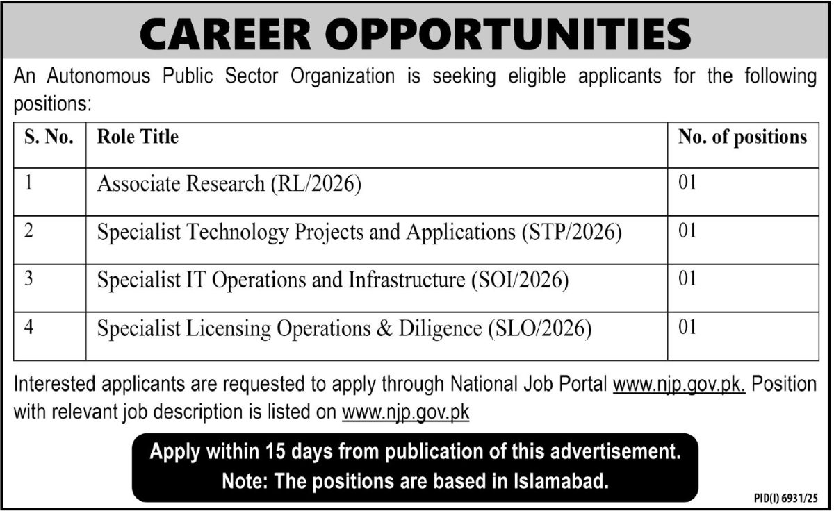 Autonomius Public Sector Organization Jobs 26 February 2026 Express Tribune 1
