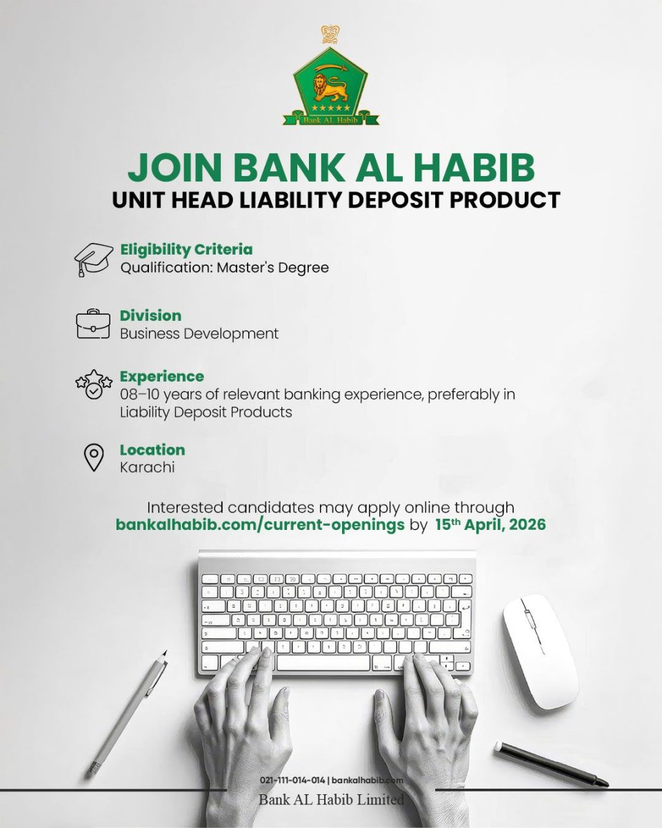 Bank AL Habib Limited Jobs Unit Head Liability Deposit Product 1