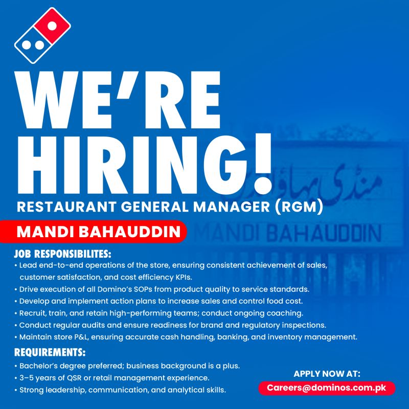 Domino's Pizza Pakistan Jobs Restaurant General Manager 1