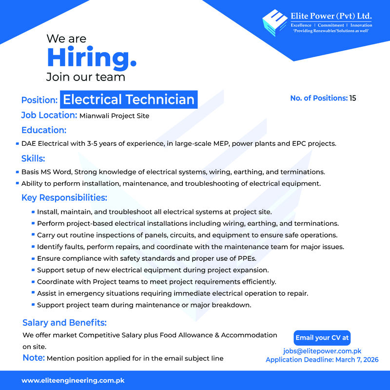 Elite Power Pvt Ltd Jobs March 2026 1