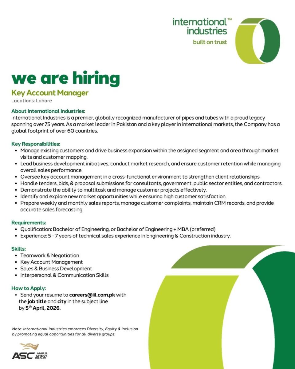 International Industries Limited Jobs Key Account Manager 1