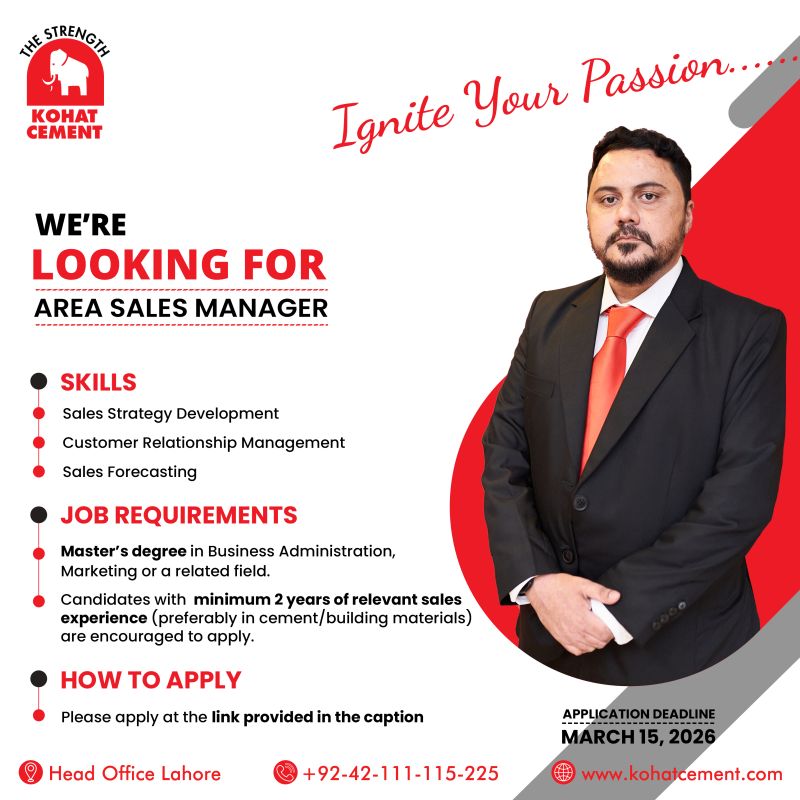 Kohat Cement Company Limited Jobs Area Sales Manager 1