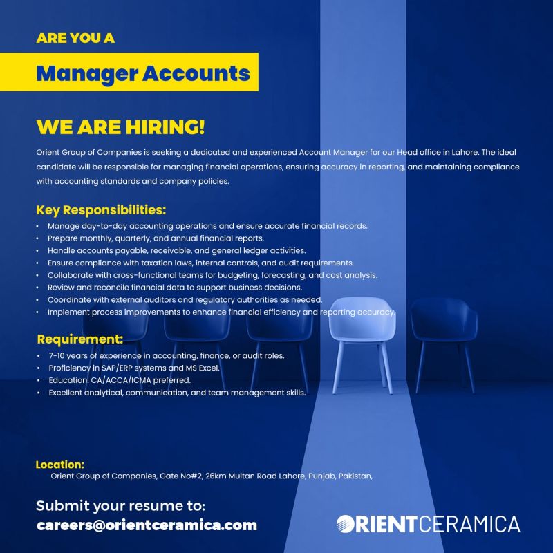 Orient Group of Companies Jobs Manager Accounts 1