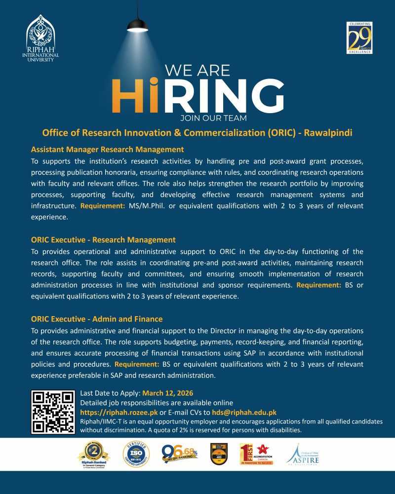 Riphah International University Jobs November 2026 2