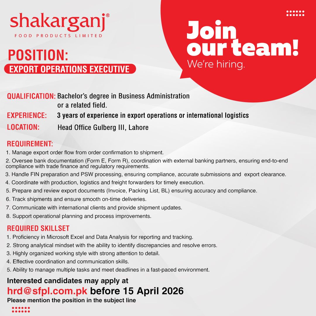 Shakarganj Food Products Limited Jobs April 2026 2