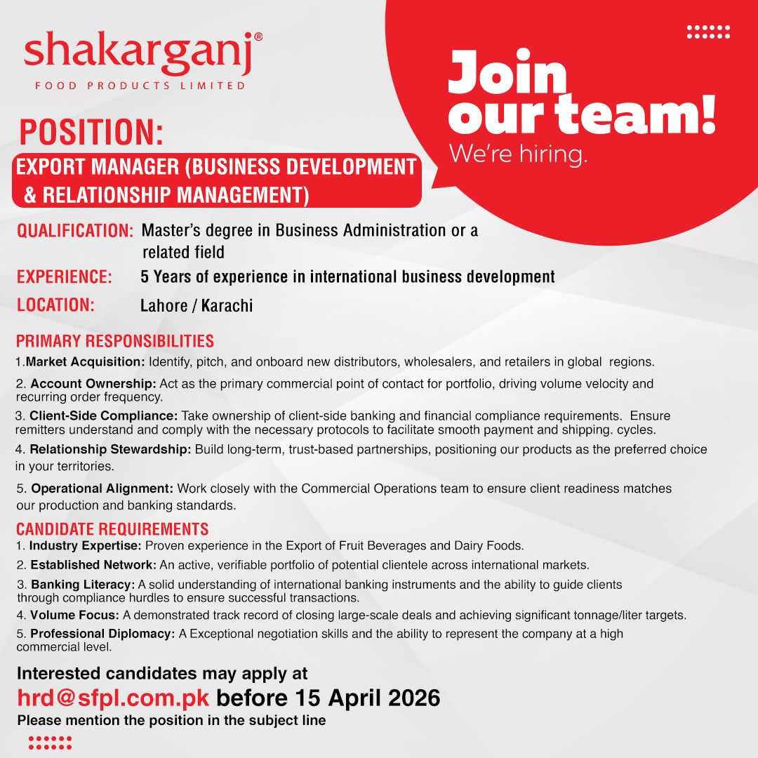 Shakarganj Food Products Limited Jobs April 2026 1
